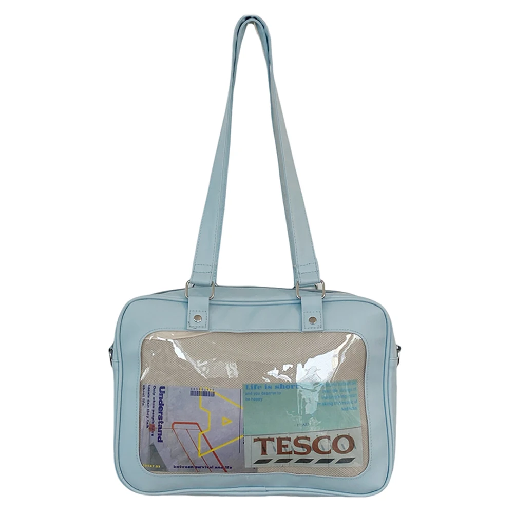 

Transparent Trendy Shoulder Handbag Adjustable Strap Students Book Bag Large Capacity Stylish Messenger Bags for Outdoor Travel