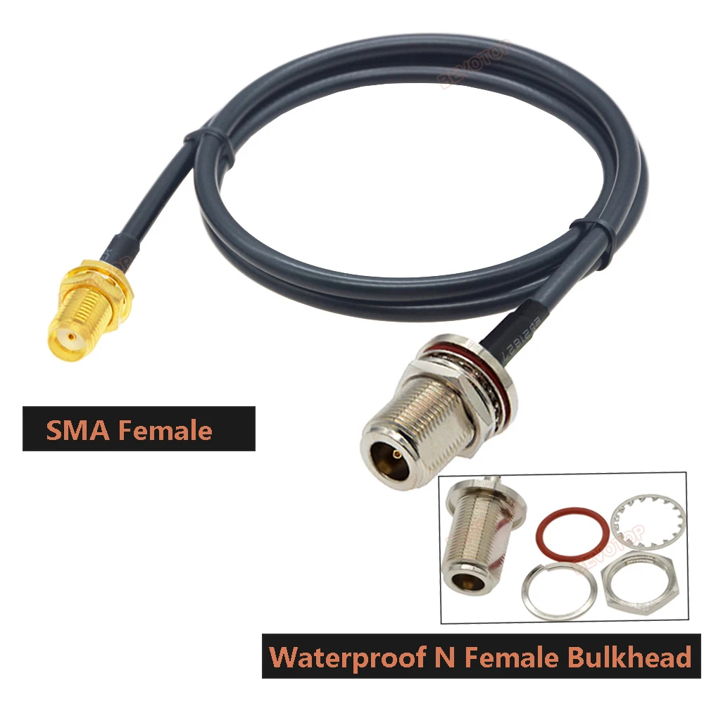 1PCS RG58 Kabel Waterdicht N Vrouwelijke Schot naar SMA/RP-SMA Mannelijke Vrouwelijke RF Coax Pigtail 3G 4G 5G LTE Antenne Extension Jumper