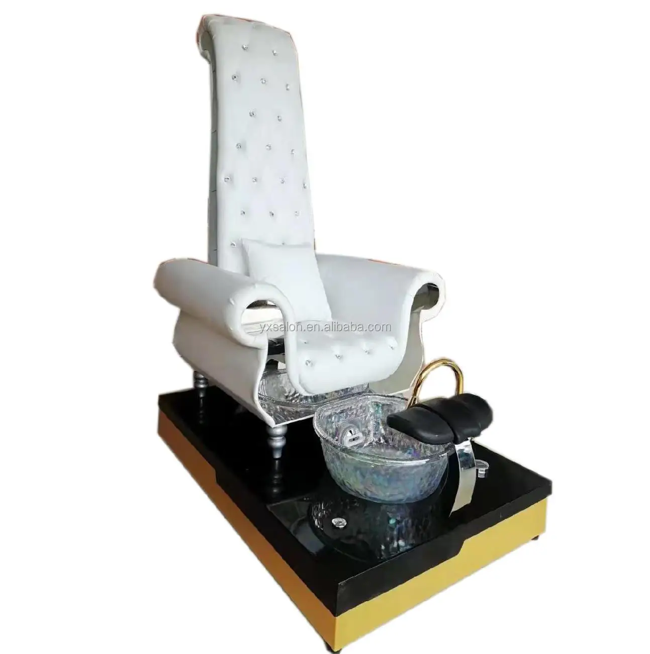 Silla de pedicura con fregadero y luces, sillón de Spa negro y plateado, superventas, 2019, 3 años de garantía