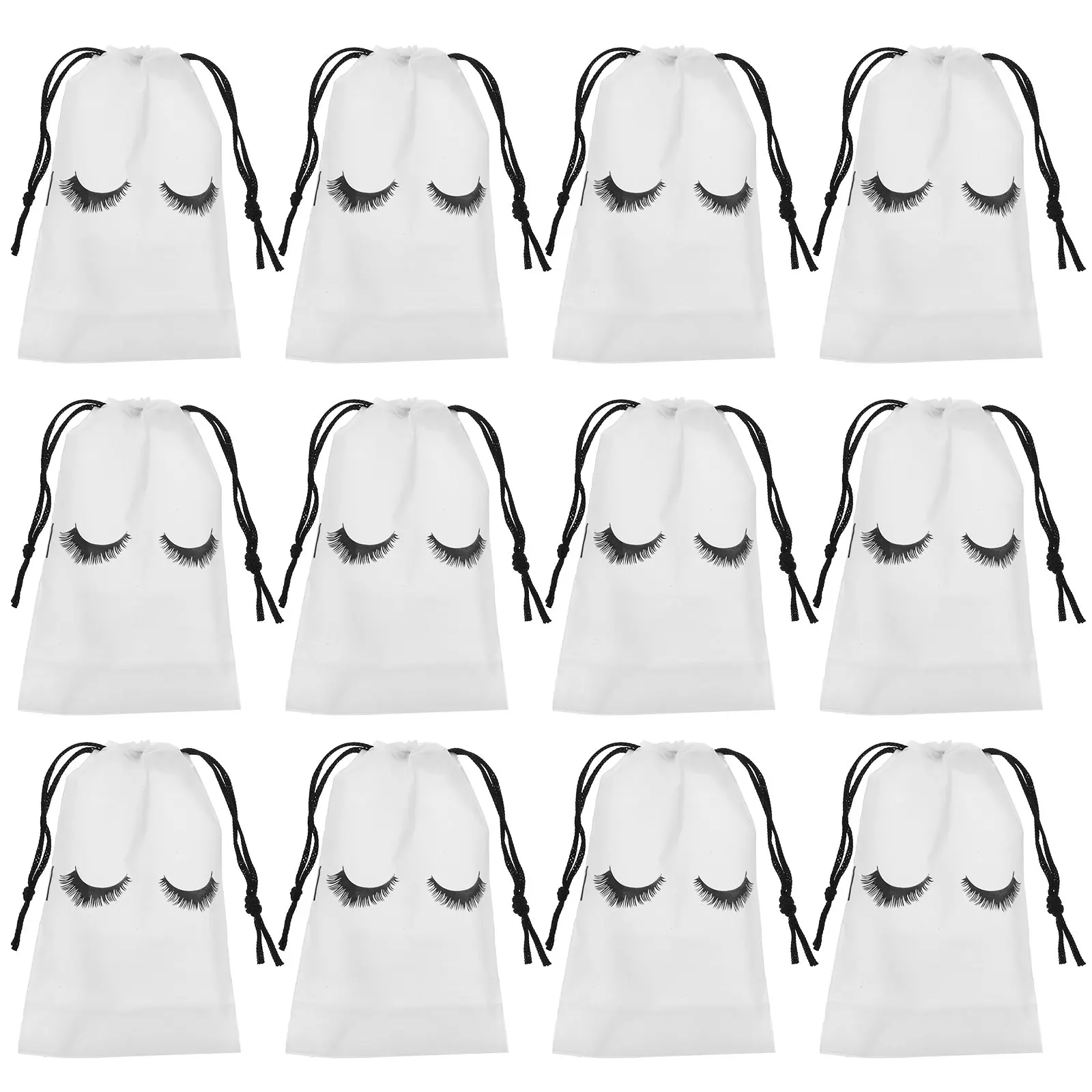 

50 шт. водонепроницаемых косметичек на шнурке, органайзеры для путешествий, сумки для хранения косметики, портативные многофункциональные сумки с дизайном в виде ресниц