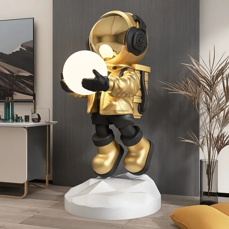 Modern Home Decor 80CM Astronaut Statue FRP Crafts Creative Corridor Light Indoor Large Floor Decoration High Grade Ornaments