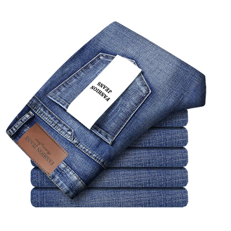 Wthinlee 8 Models Spring Autumn Business Jeans Men Casual Straight Stretch Fashion Classic Work Denim Trousers Brand Clothing