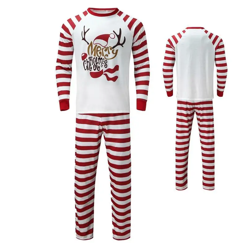 Red White Striped Pajamas Couple Christmas Pajamas For Adults Cute Matching Family Merry Christmas Pajamas Home Accessories