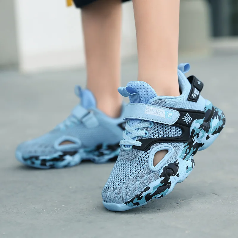 

Breathable Mesh Sneakers Non-slip Boys Flying Woven Hollowed Mesh Running Shoes Children Kids Shoes Summer New Comfortable