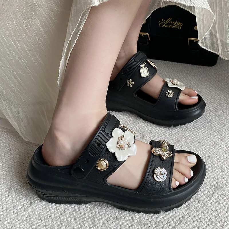 Women\'s Slippers 2024 New Summer Sandals 6cm Thick Bottom Outdoor Casual Beach Slides Popular DIY Fashion Clogs Soft Slipper