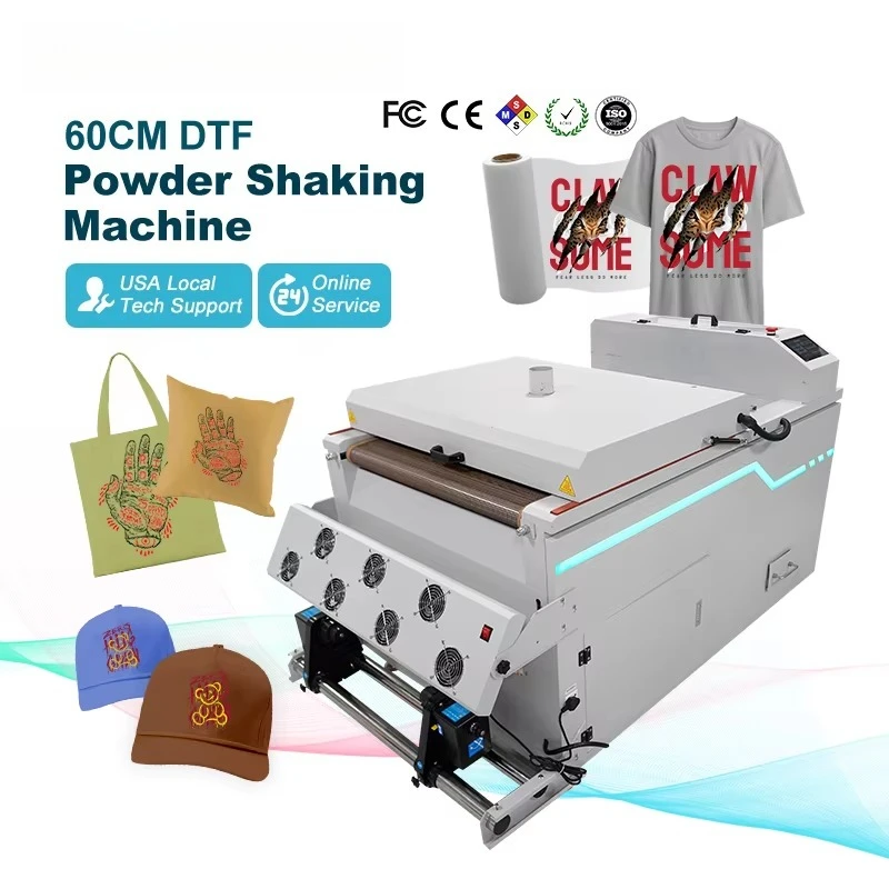 

Вибрационная сушилка для DTF-порошка с 5 нагревательными трубками, 24 дюйма, для рулонной подачи, из американского склада