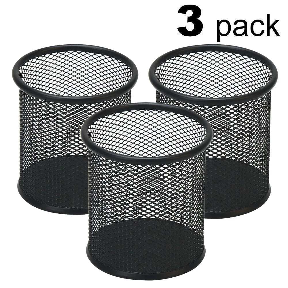 Black Metal Mesh Pen Holder Multifunctional Office Supplies Storage Bucket Bathroom Waterproof Mini Storage Bucket
