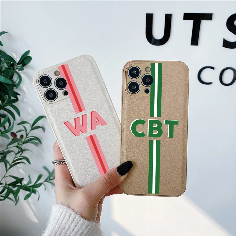 Personalisa Initial Letters Case for iphone 14 13 12 15 Pro Max Cover Luxury Leather PU Cases for iphone 15 Plus XS Max XR 7Plus