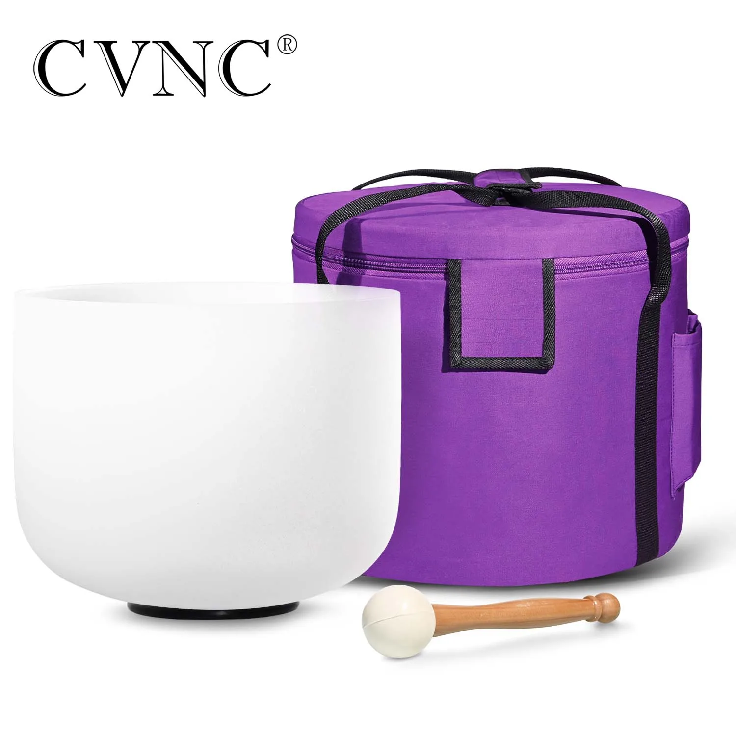 CVNC 8 Inch C/D/E/F/G/A/B Note Crystal Singing Bowl Frosted Quartz for Meditation Sound Healing with Free Carrying Bags