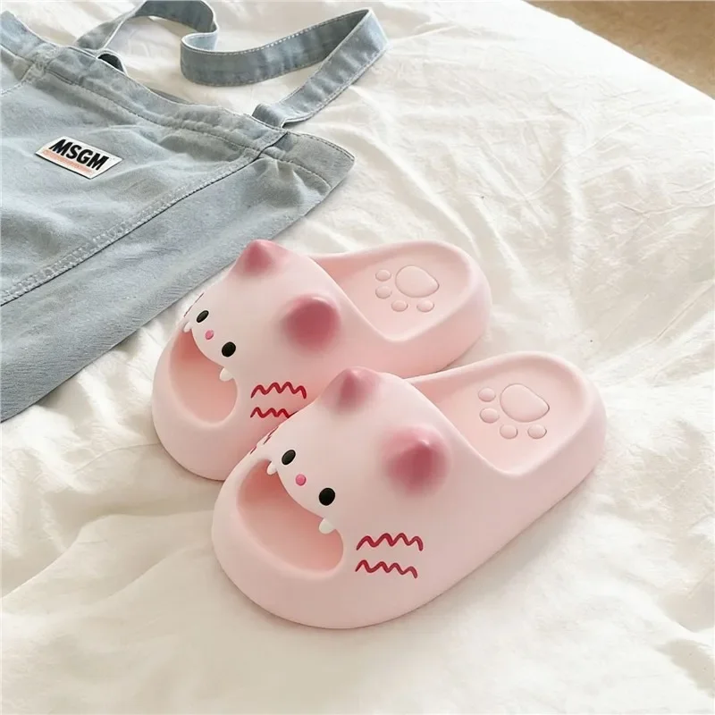 

Cartoon cute caramel cat claw slippers women's summer new home non-slip thick-soled couple soft-soled sweet slippers
