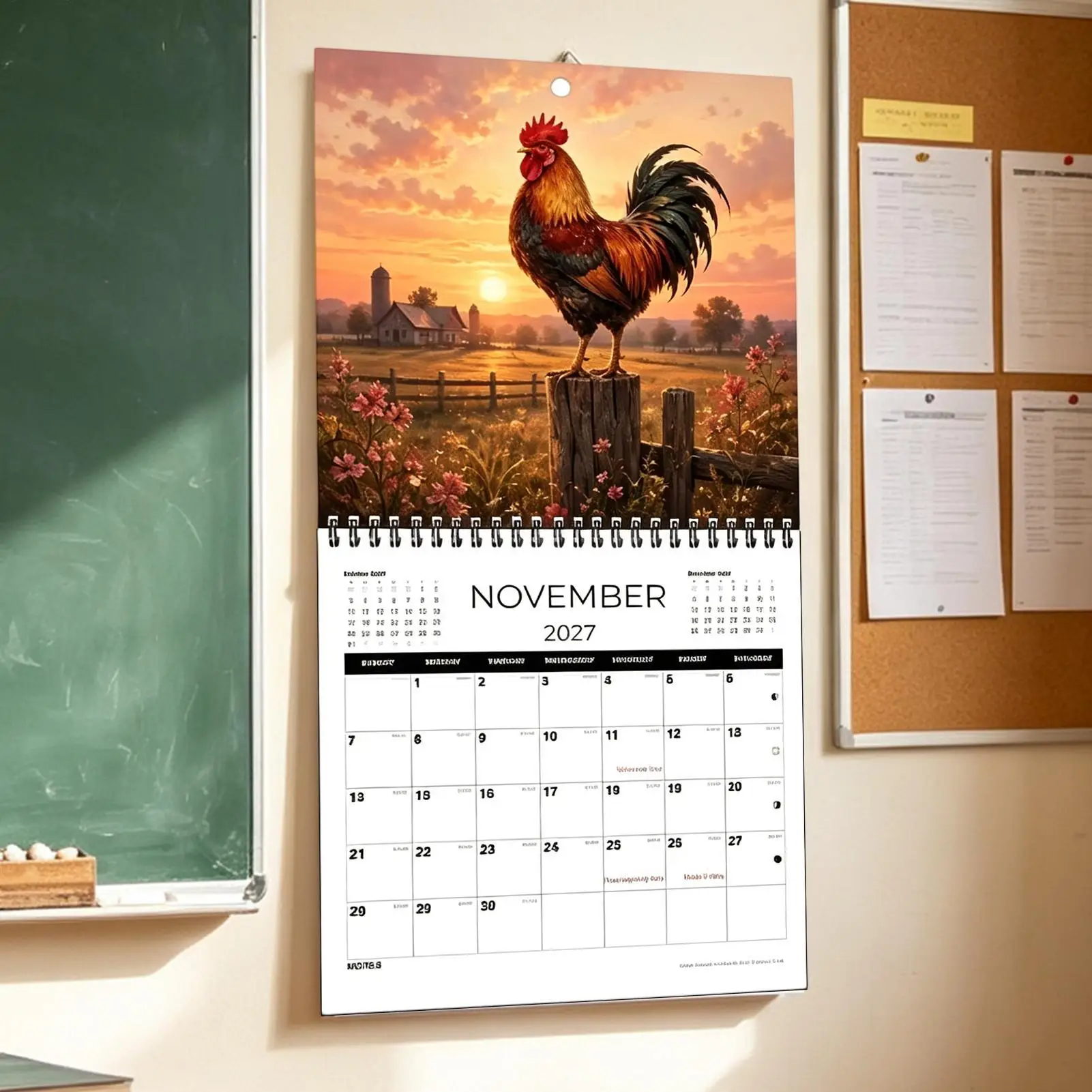 2027 Calendar Funny Chicken Thick Paper Monthly Weekly Planner Wall Calendar 2027 January-December new year gifts
