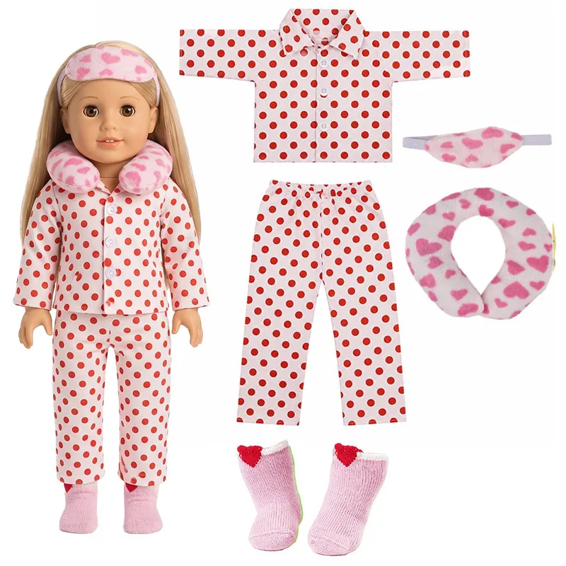 Niedliche Puppenkleidung + U-förmiges Kissen und Socken für 43 cm große Babypuppen und 18 Zoll große amerikanische Puppen, Mädchenspielzeug der Marke Our Generation – Detail 6