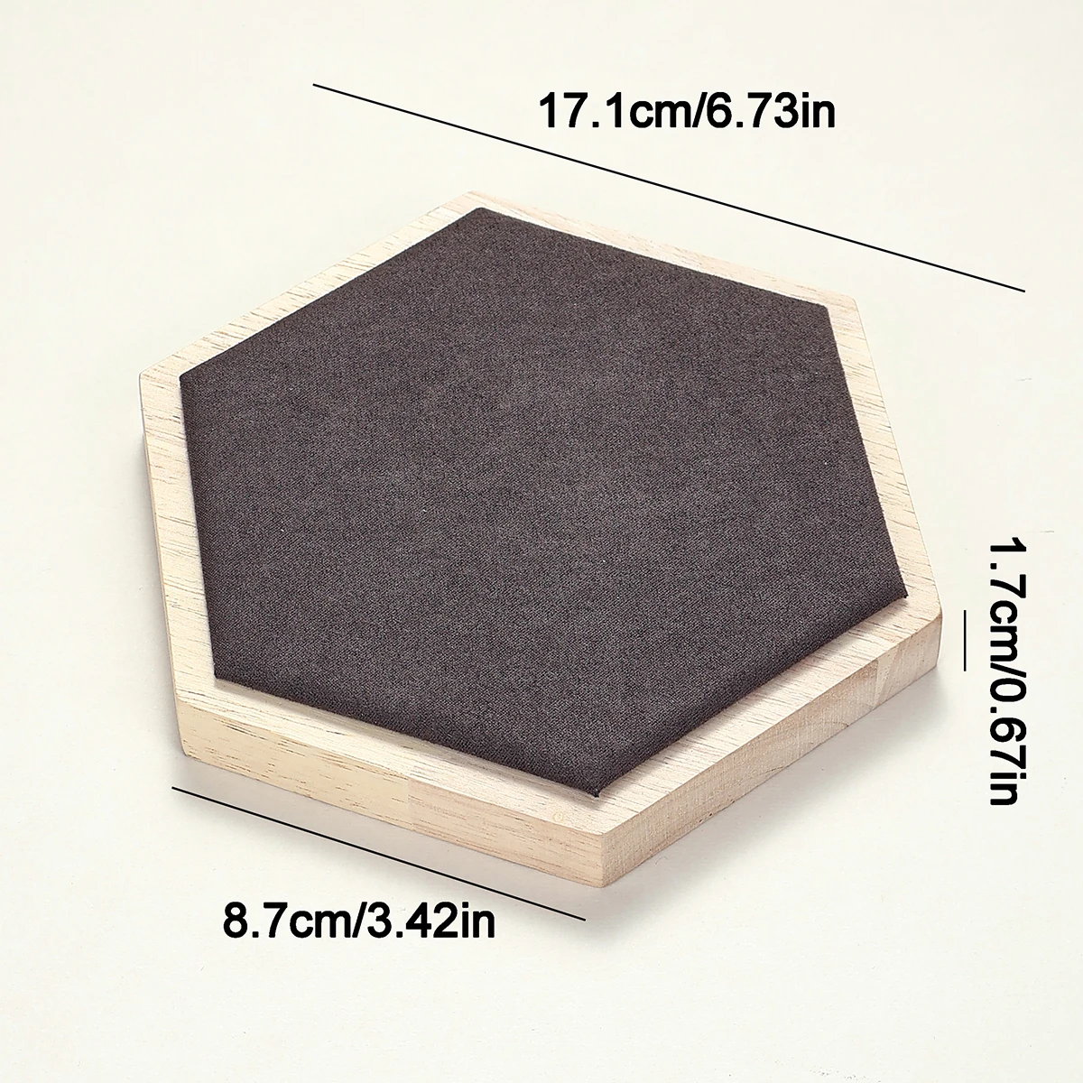 1 Buah Baki Pajangan Perhiasan Beludru Segi Enam, Organizer Penyimpanan Cincin & Aksesori, Dudukan Etalase Kayu Halus, Pajangan Rumah/Market