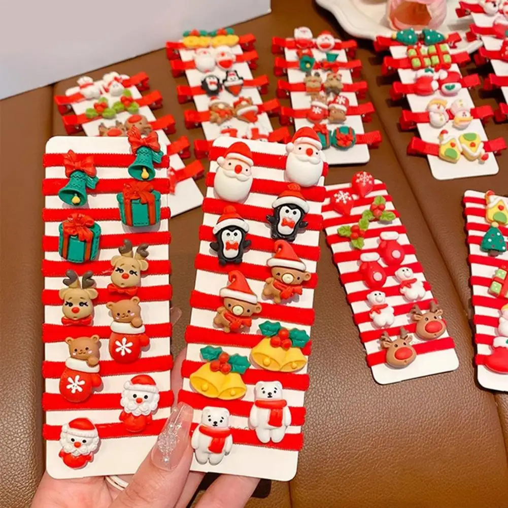 10 Pcs Girls Hair Pins Snowman Snowflake Santa Claus Christmas Themed Hair Rings Ponytails Buns Braids Christmas Hair Accessory