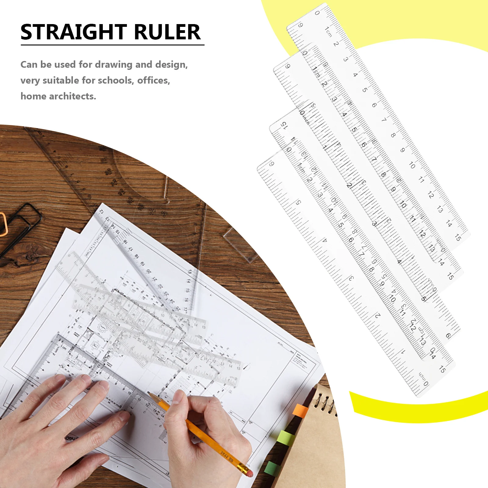 

25Pcs Transparent Straight Rulers Plastic Measuring Tools Clear Accurate Scale Multipurpose for Drawing Measuring Bookmarking