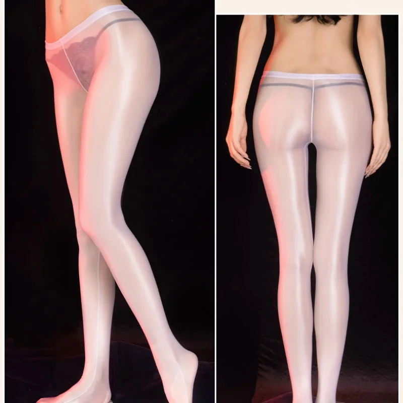 Medias brillantes de aceite para mujer, medias altas elásticas ultrafinas, medias largas sexys, pantimedias de malla transparente, medias