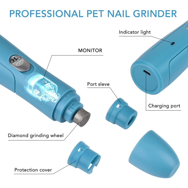 Pet Nail Grinder Rechargeable USB Dog Nail Clippers Painless Electric Dog Nail Grinder Grooming Trimmer Tool