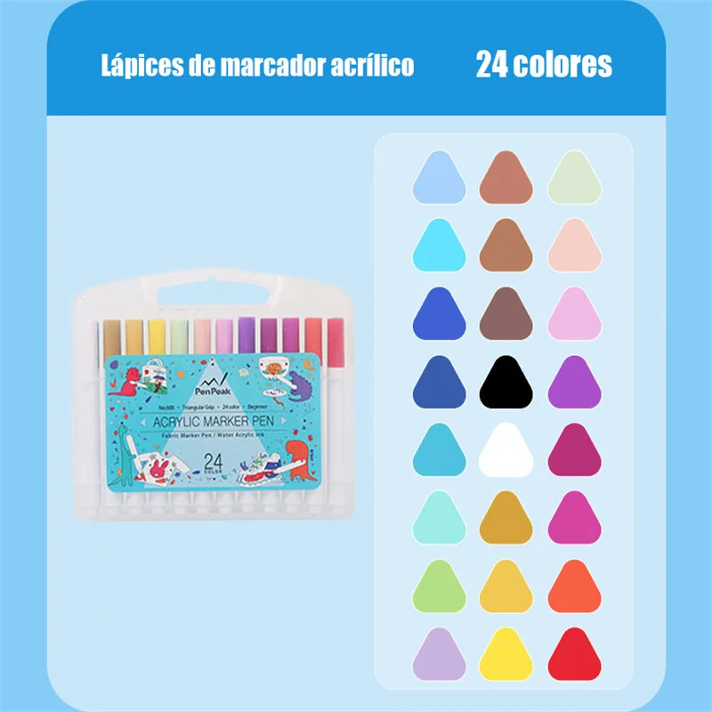 أقلام تحديد أكريليك، تتسع لـ 12 و24 لونًا وغير شفافًا. 36 قلم ألوان مائية للأطفال. أقلام رسم فنية للطلاب. مجموعات أقلام تحديد الزيتية.