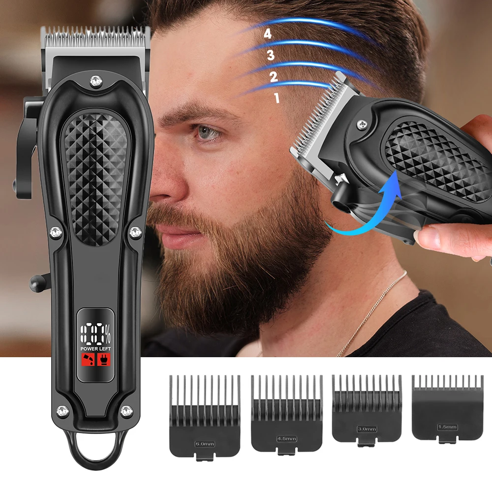 Barber Electric Hair Trimmer Men Rechargeable Cordless Beard Shaver Hair Length Adjustable Electric Hair Clipper Trimming Tool
