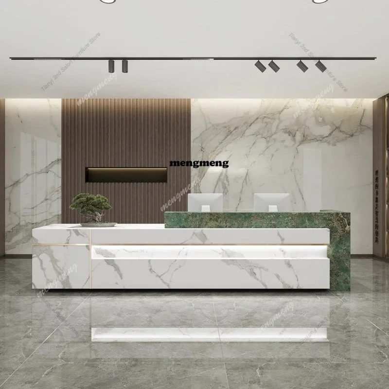 

R Nordic Luxury Marble Reception Desks Modern Design Hotel High-end Cashier Desk Creative Commercial Furniture Pulpitos 150