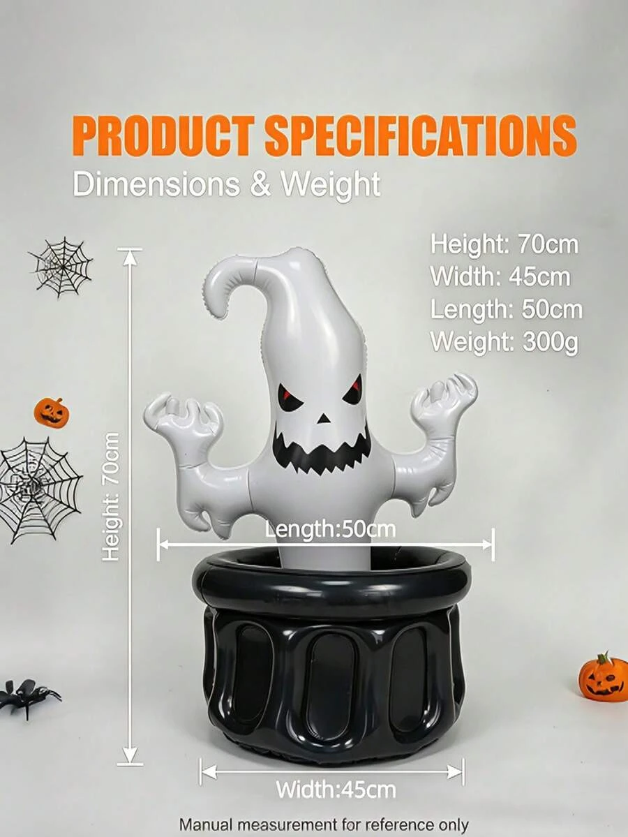 1 Set Of Halloween Ghost Inflatable Decorations, Foldable Portable Beverage Cooler, Includes Air Pump, Halloween Party Outdoor Patio Decorations, Atmosphere-Creating Supplies, Photo Props, Suitable For Halloween Parties And Themed Party Decorations sh2607