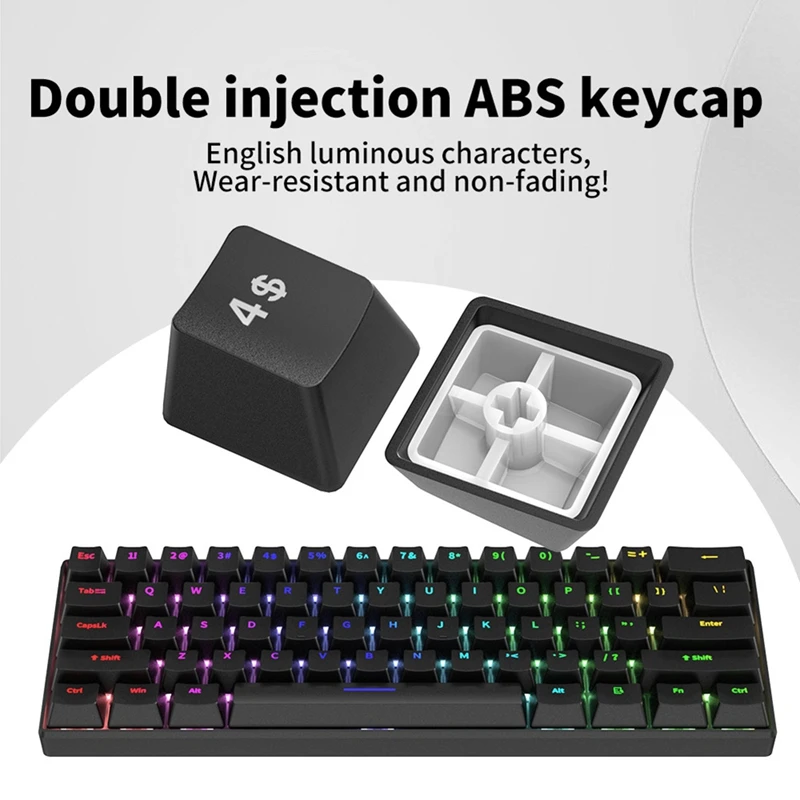 لوحة المفاتيح الميكانيكية 61 مفتاحًا، ضوء مختلط، لوحة مفاتيح قابلة للتبديل السريع، ملحقات المكتب، لوحة مفاتيح الألعاب