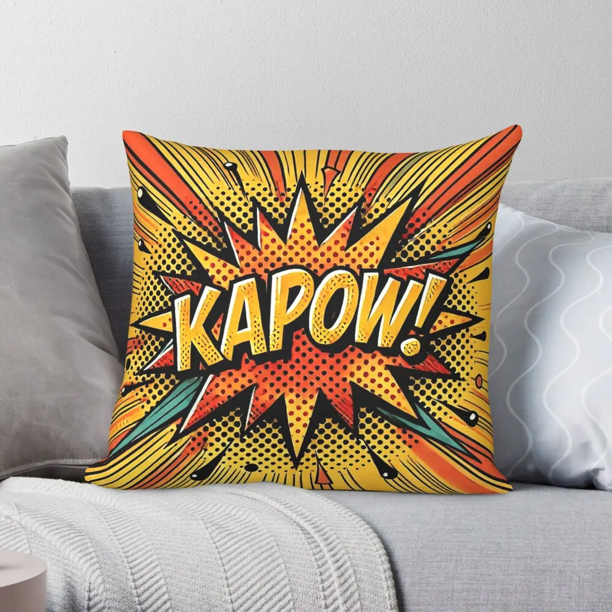 Comic Kapow Chaos Explosion Square Pillowcase Polyester Linen Velvet Pattern Decor Throw Pillow Case Sofa Seater Cover Wholesale