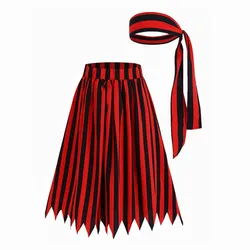 Cute As Hell! Kids Pirate Skirt + Ladies Pirate Costume Dress, Cartoon Anime Stripes, Halloween Role Play Set Feast!