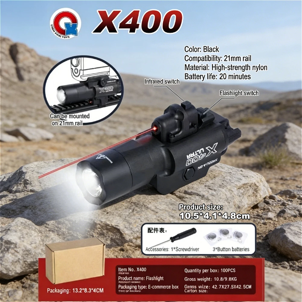 

Инфракрасный фонарь X400U из нейлона, 200 люмен, для охоты и разведки, совместим с 21-мм рельсами для игрушечного оружия
