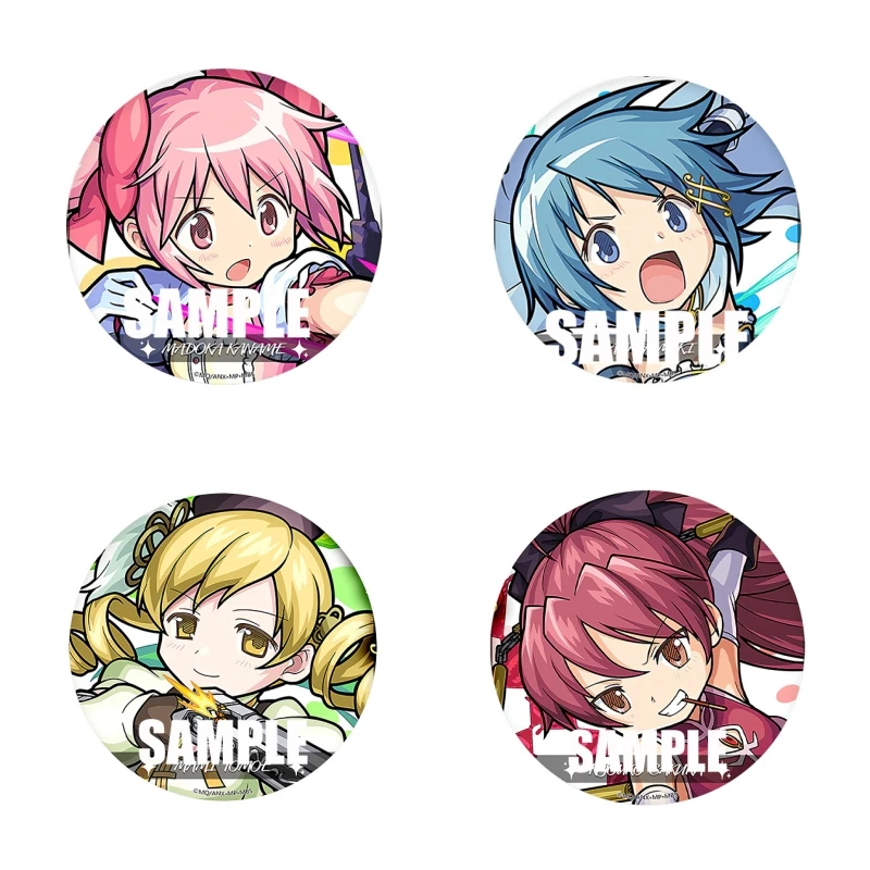 

Puella Magi Madoka Magica Anime Figure Kaname Madoka Miki Sayaka Metal Laser Badge Character Sakura Kyouko Cute Decor Pins Gift