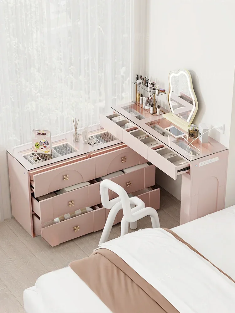 Dressing table, jewelry cabinet, integrated double manicure table with light storage, medieval decorative tools