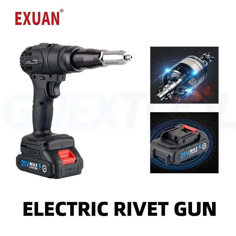 Totalmente automático brushless ferramenta máquina de rebite inteligente, pistola rebite elétrica, rebitando núcleo puxando, 21V, Multi especificação