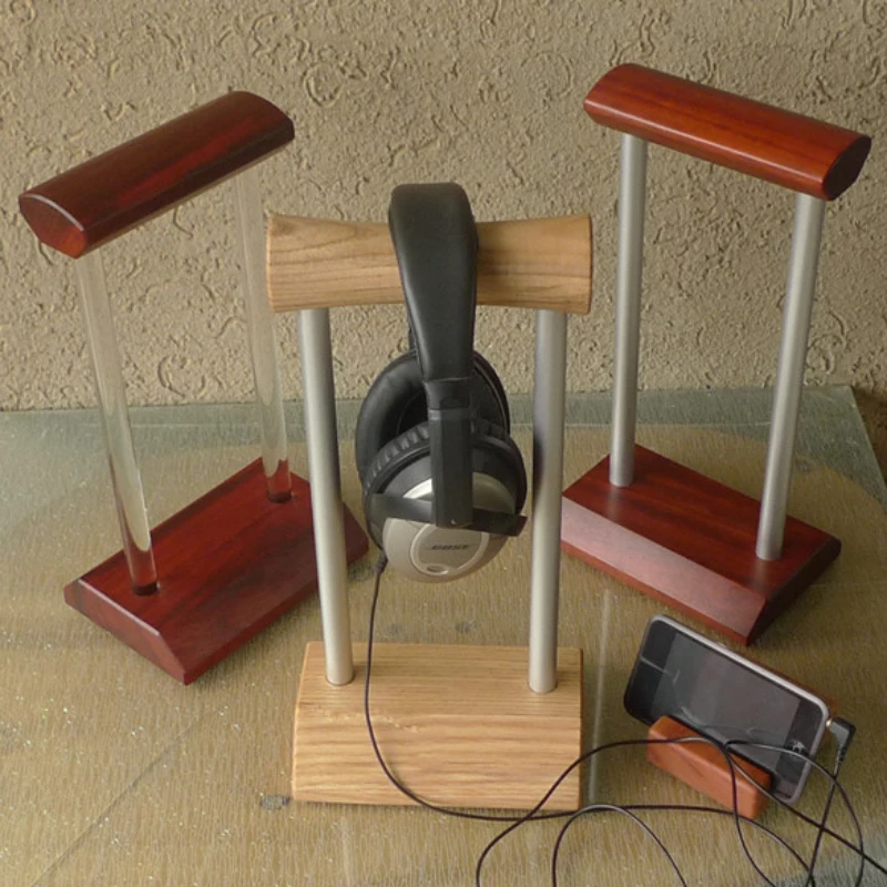 Creatief ontwerp hoofdtelefoonstandaard rode peer hout aluminium beugel hoofdsteun displaystandaard massief hout aangepaste opslagstandaard geschenken