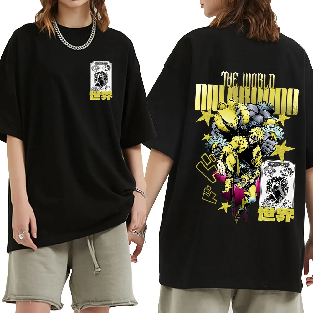 Anime Jojo Bizarre Adventure Dio Brando The World T Shirts Men Women Clothing Casual Oversized Short Sleeves T-Shirts Streetwear