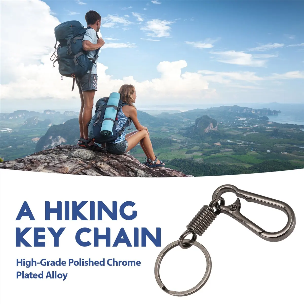 M87K حلقة تسلق قوية مفتاح سلسلة حلقة رئيسية مصقولة مفتاح سلسلة الربيع مفتاح سلسلة الأعمال الخصر مفتاح سلسلة، أسود #1