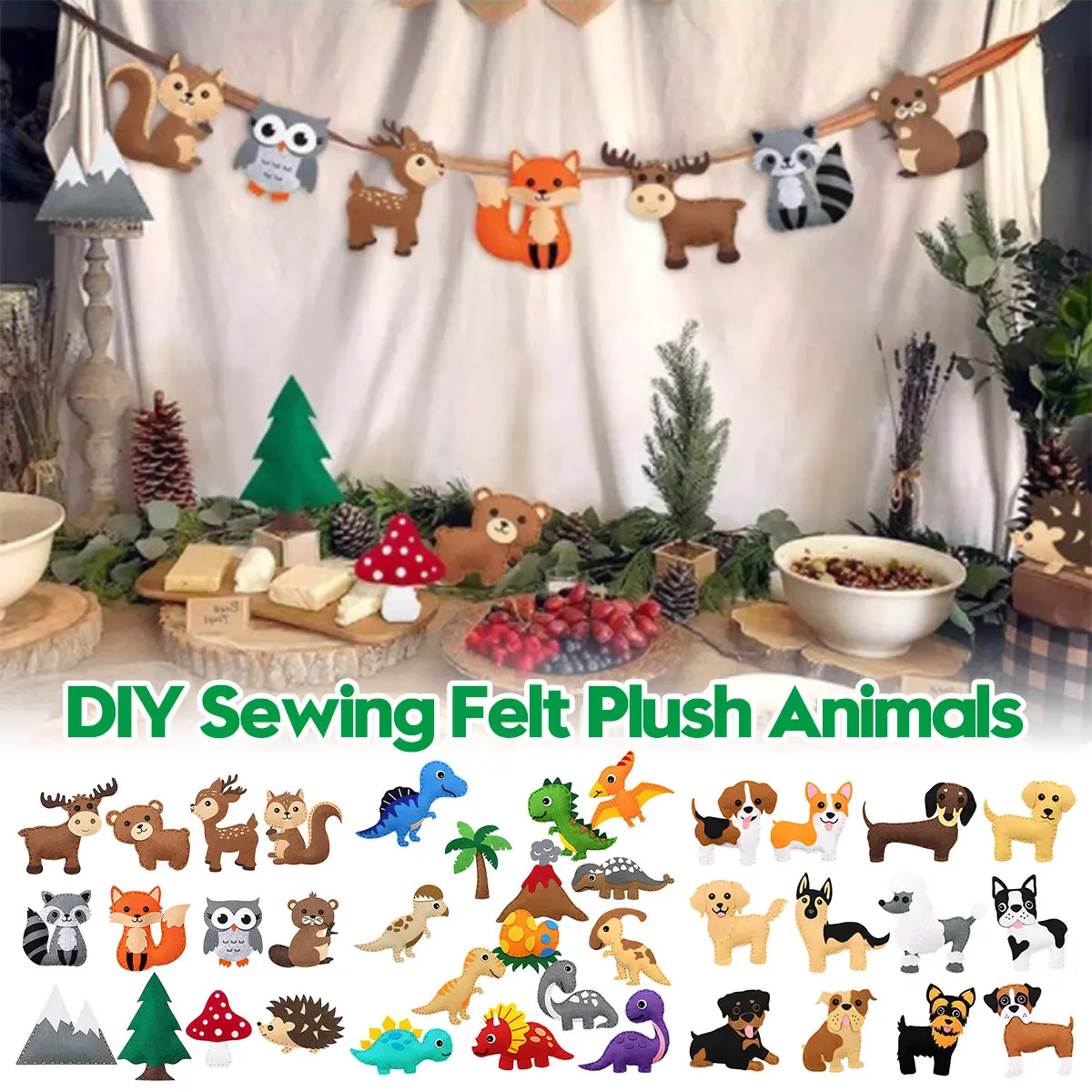 New DIY Sewing Animals Craft Kit Forest Creatures DIY Sewing Felt Plush Animals For Kids Beginners Sew Kids Art Christmas Gifts