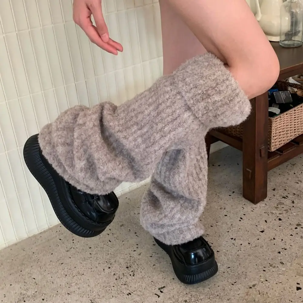 

Fashion Thick Warm Winter Leg Warmers Y2K Kawaii Plush Leg Socks Foot Cover Lolita JK Knit Long Stockings Spicy Girls