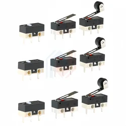 10 Uds Micro interruptor de límite botón del ratón interruptor táctil sin mango/con mango/con rodillo Micro interruptor 1A 125V AC 3 pines