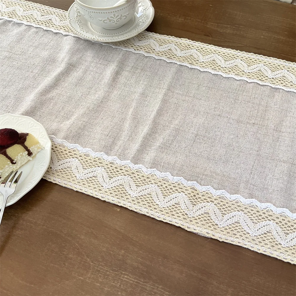 Versatile Table Runner Crochet Macrame Lace Tassels Beige Farmhouse Table Cloth for Dining Room Wedding Handmade Table Decor