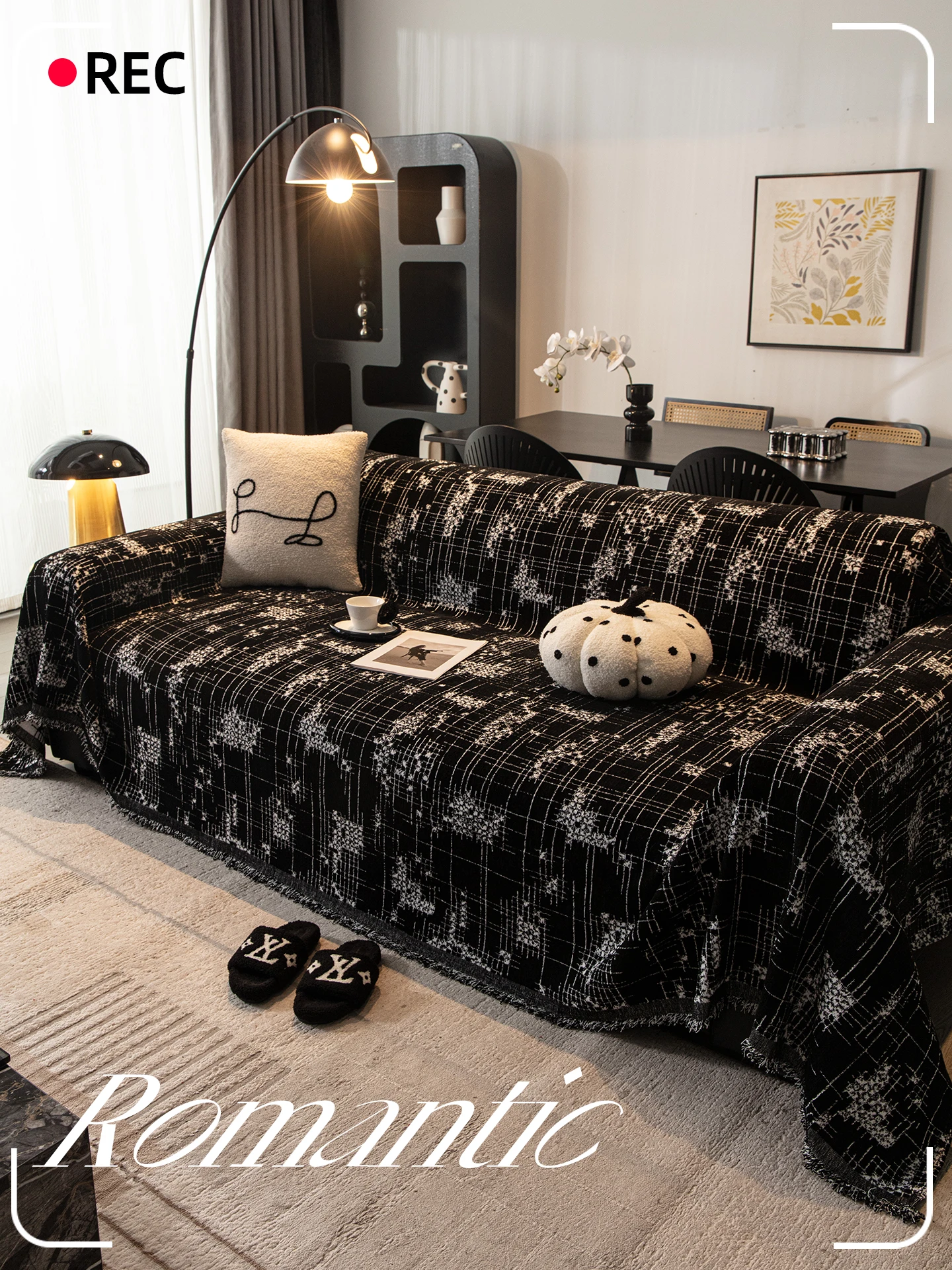 غطاء أريكة أسود سميك مقاوم للقطط، غطاء كامل من الشنيل لشكل L وواقي قابل للعكس بمقعد 2/3/4 #2