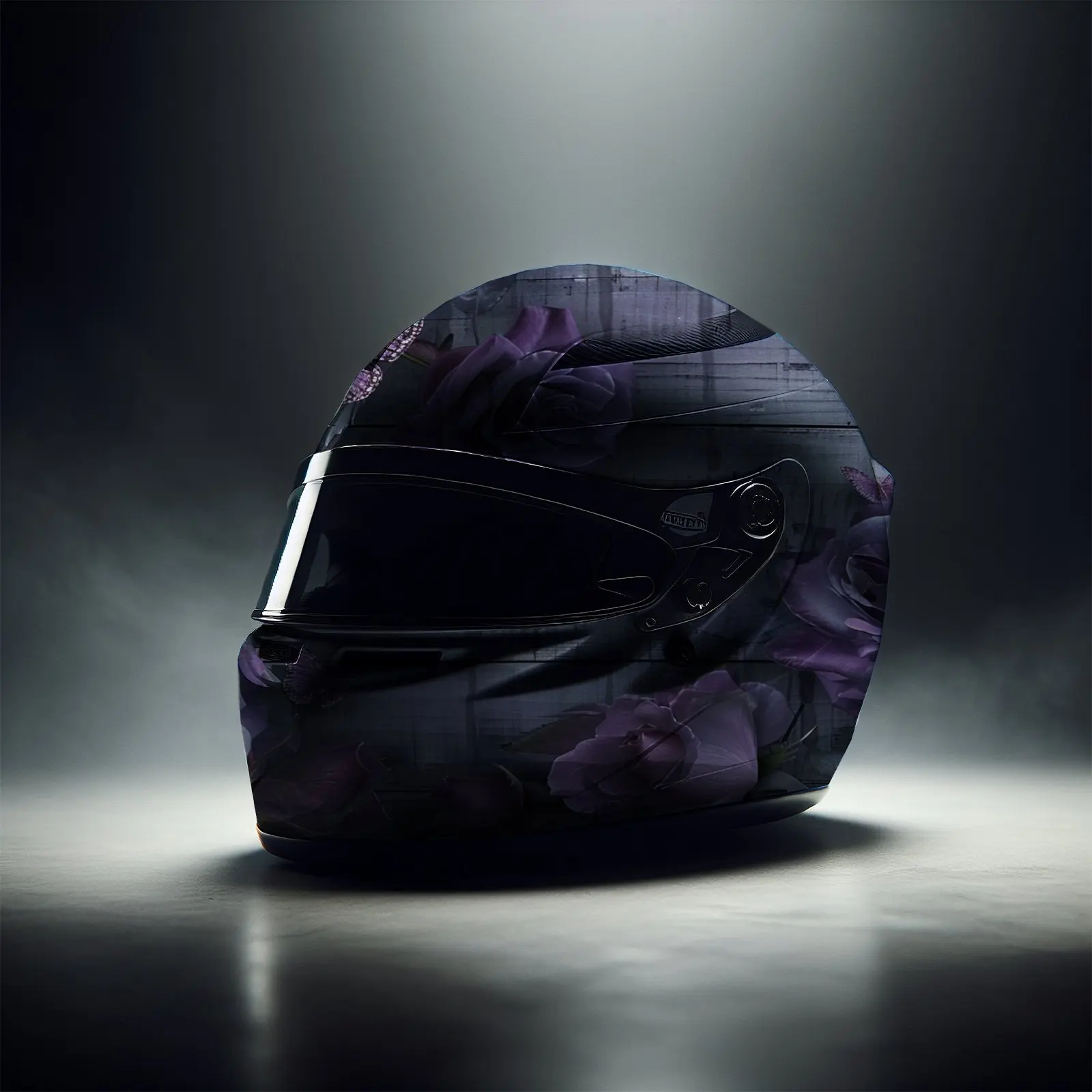 Mysterious romance, purple roses, exquisite, cool, gift, motorcycle helmet sticker - durable PVC, motorcycle racing helmet aesth view 5