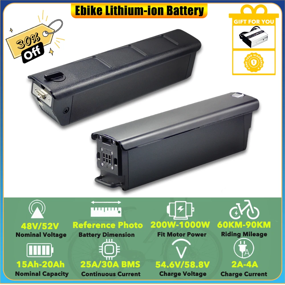 

Встроенный литий-ионный аккумулятор для электровелосипеда 48 В, 52 В, 15 Ач, 17,5 Ач, 20 Ач для электрического велосипеда Burchda SHARE RX80, 1000 Вт, внедорожного электрического велосипеда с толстыми шинами