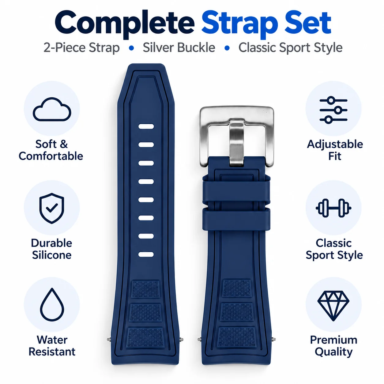 FEICE Blue Silicone Strap  Compatible With FEICE Watch Model FM511