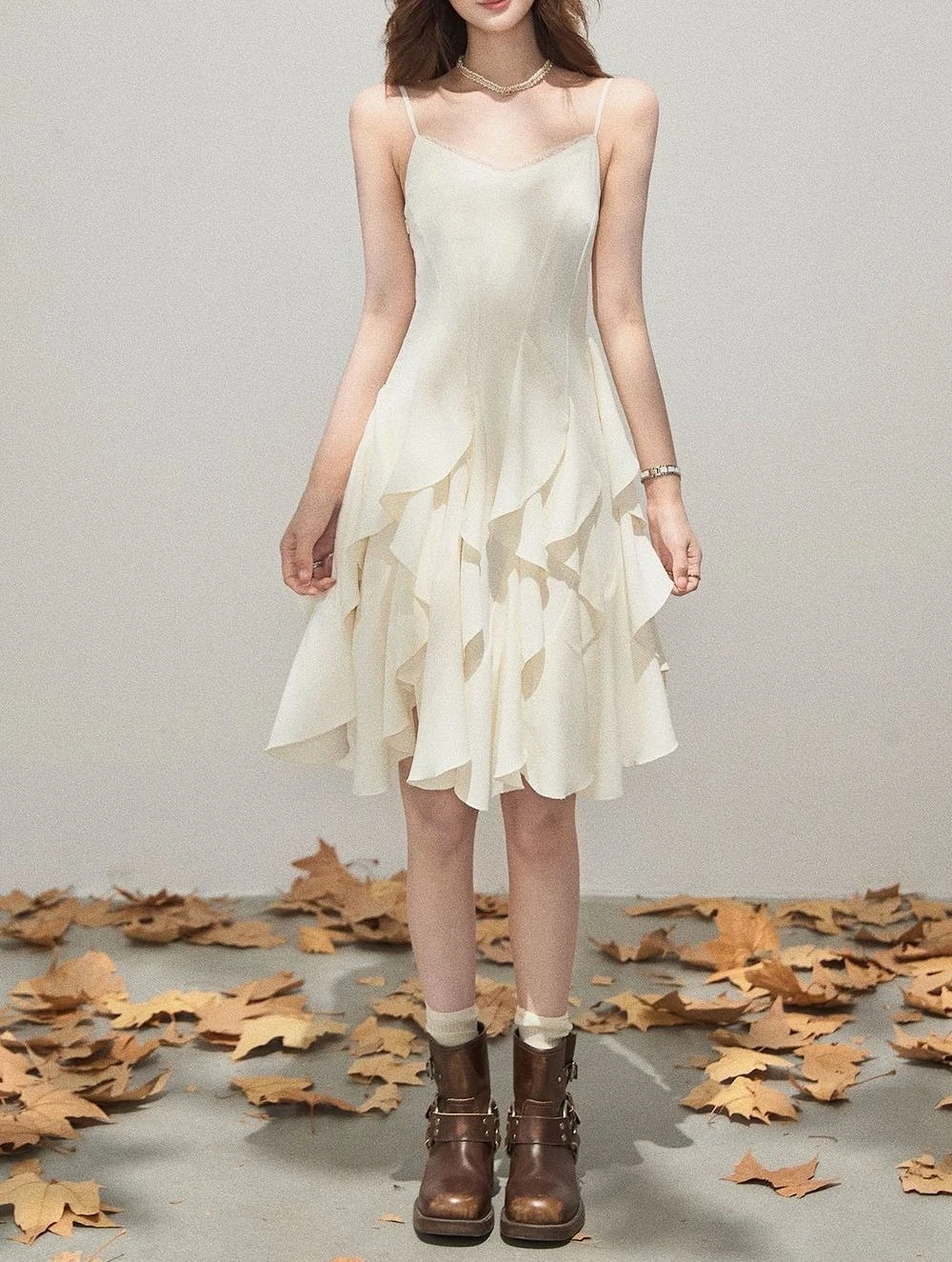 

Irregular Dress, Summer Mesh, Spliced Receiving Waist, Loose Swinging Short Skirt, Women's Clothing