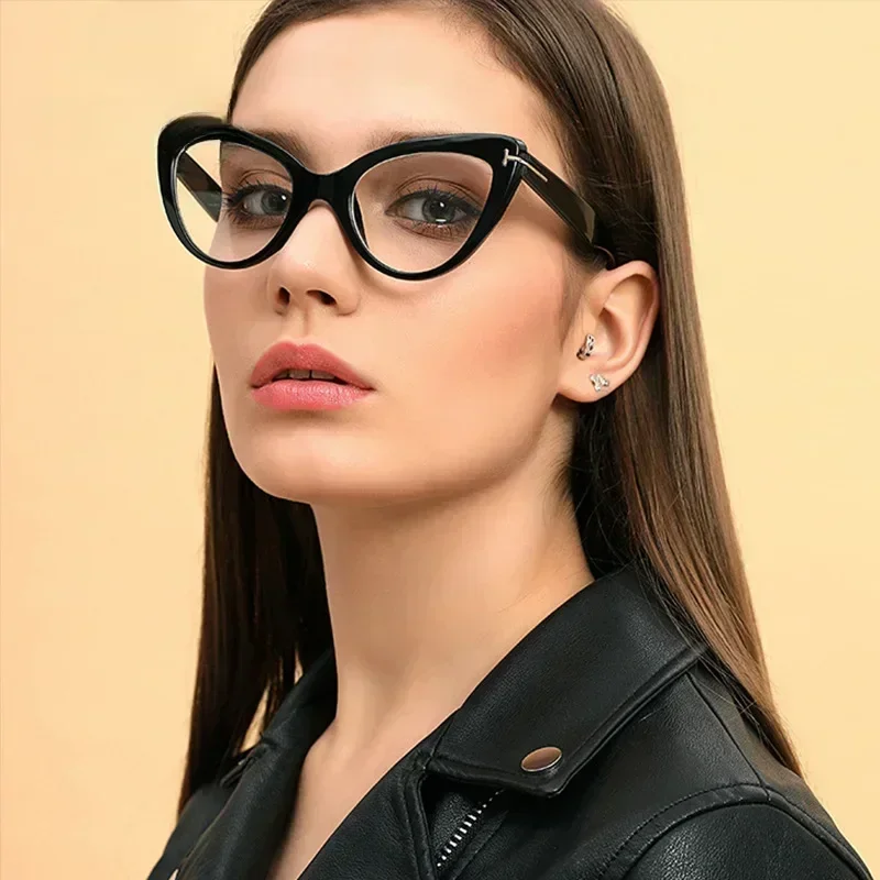 

97398 European ins fashionable large-frame glasses, personalized cat eye trend anti-blue light frame mirror flat mirror women