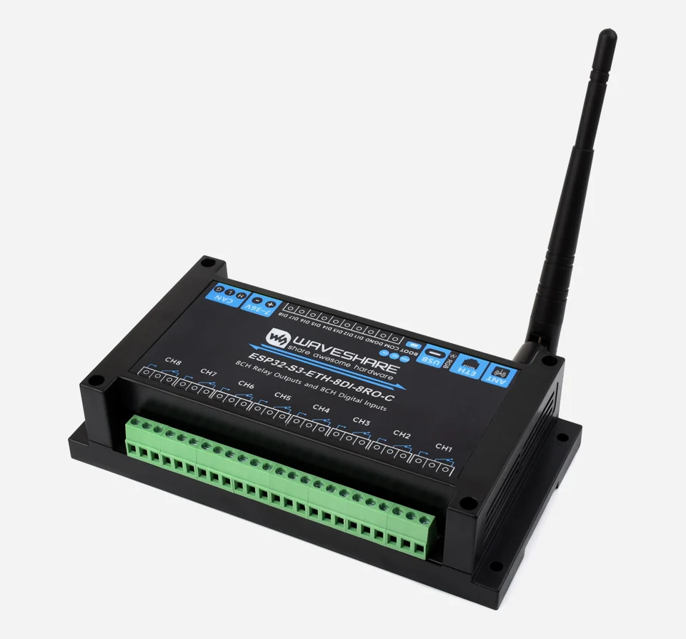 with CAN input Industrial rJ45 8 Channels ESP32-S3 Wi-Fi Relay Module board with 8 digital inputs bluetooth wifi