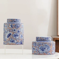 Creative Ceramic Blue and White Jar Chinese Style Tea Jar Sealed Home Ceramic Bottle Candy Dried Fruit Coffee Bean Storage Box