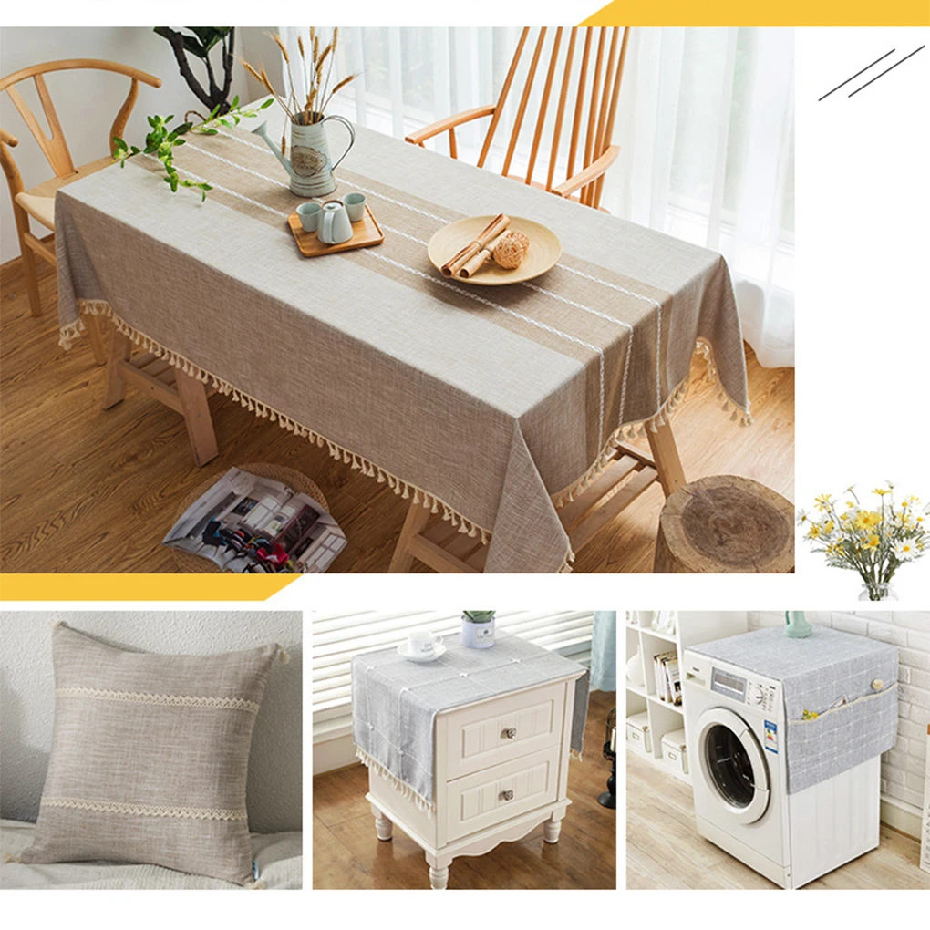 

Хлопковая льняная скатерть, настольная скатерть с бахромой, обеденный зал, 50145 см