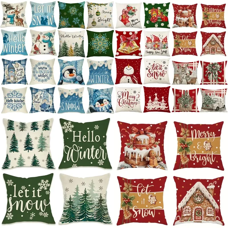 Amazon Christmas pillow winter snowman Christmas tree pillow cover holiday sofa decoration bed cushion wholesale
