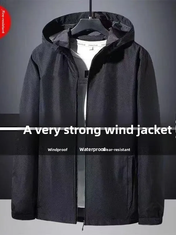 Men's Casual Work Jacket 2026 Autumn New Korean Version Hooded Windbreaker Outerwear Trendwear Resistant to Wear Polyester Fiber
